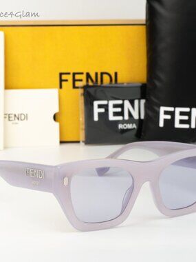 Fendi Women Sunglasses Shiny Violet Lilac Square FE40100I 81Y NEW AUTHENTIC